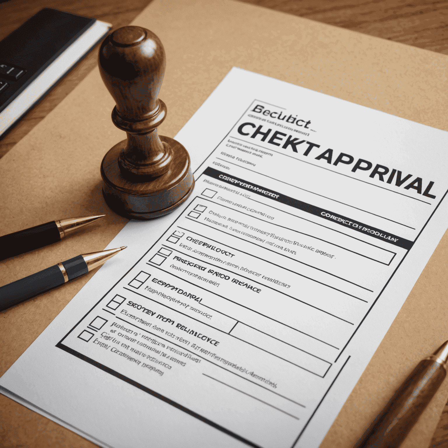 Lista de verificación y sello de aprobación, simbolizando el cumplimiento normativo